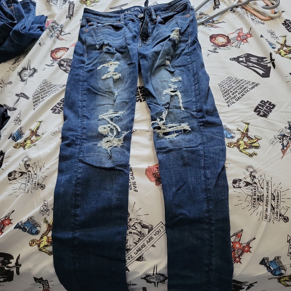 Distressed Blue Jeans